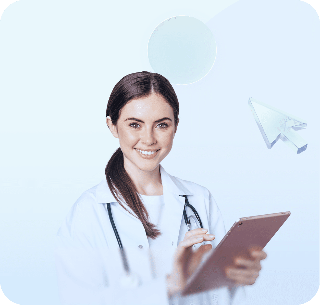 Healthcare professional using tablet