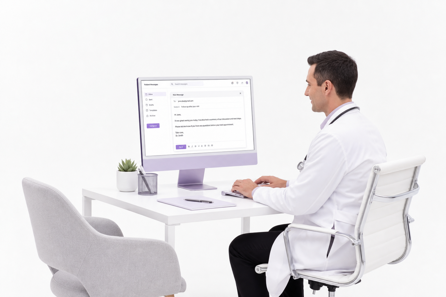 Physician sending a follow-up after the visit