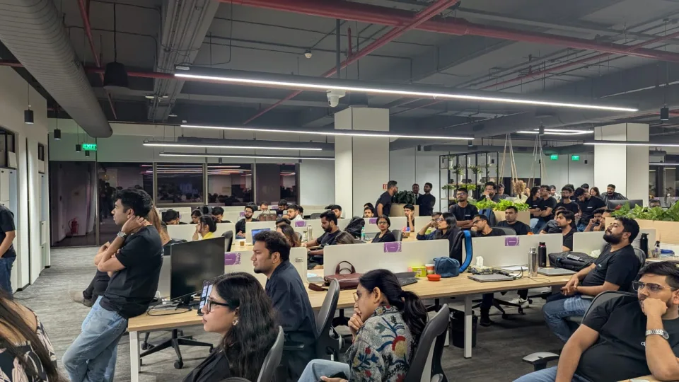 Engineering team during a town hall in Noida HQ